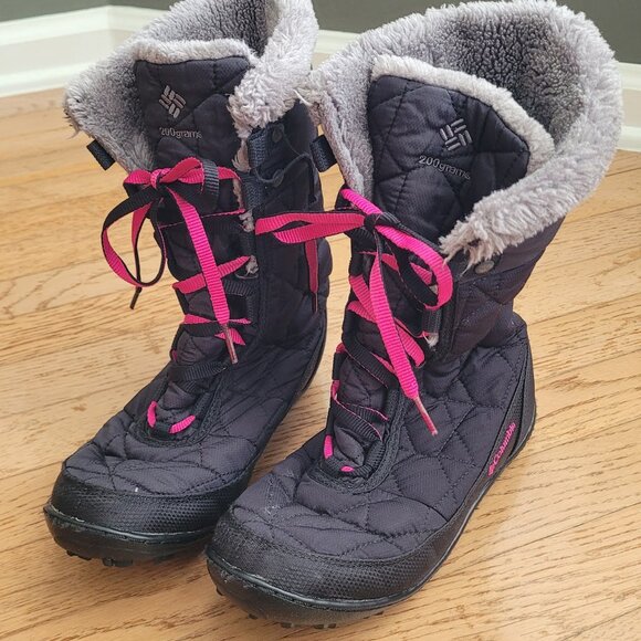 Columbia Winter Snow Boots Waterproof Minx Size 4 Black Mid - Picture 3 of 6